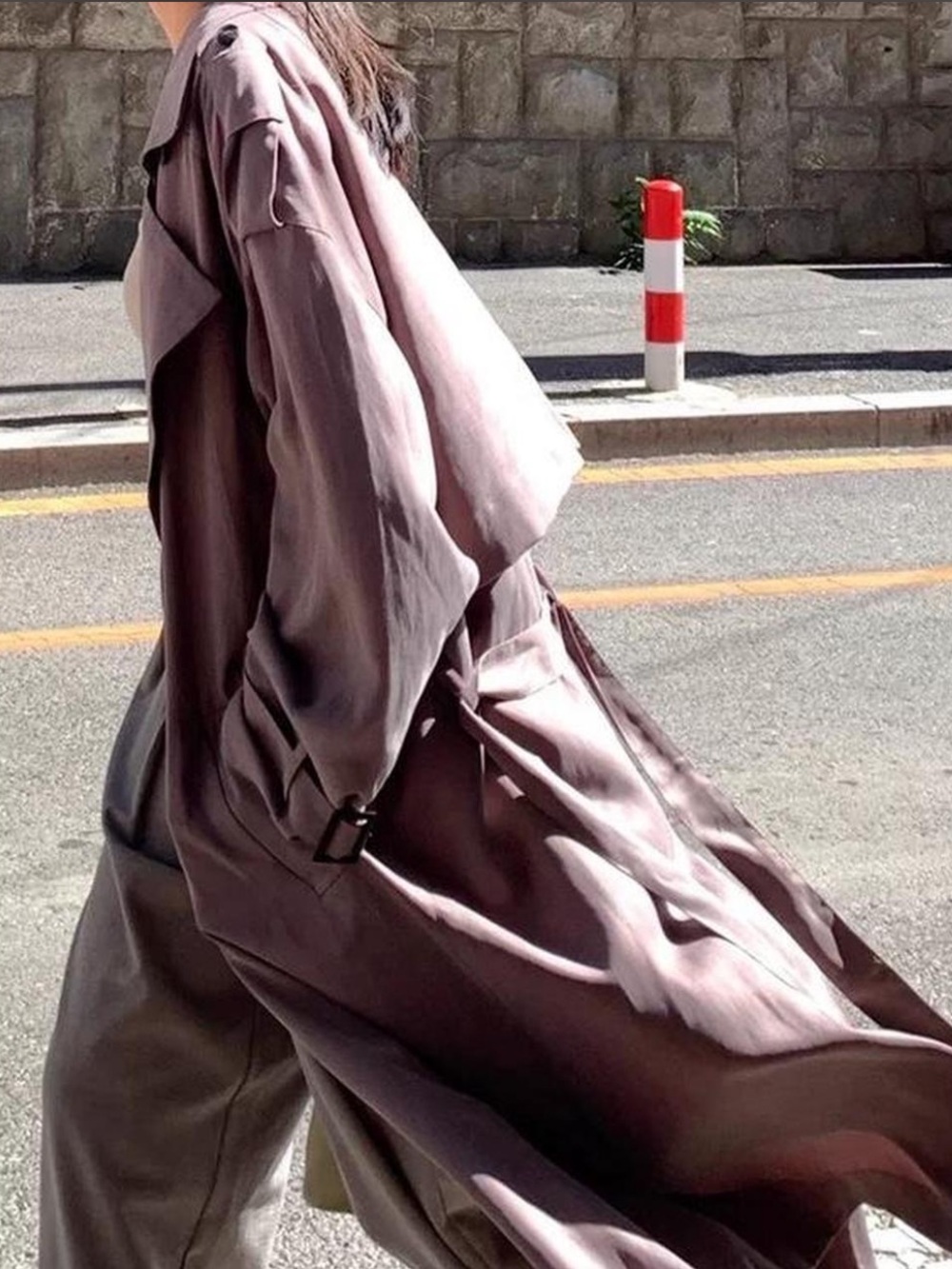 Long Flowing Trench Coat in Mauve